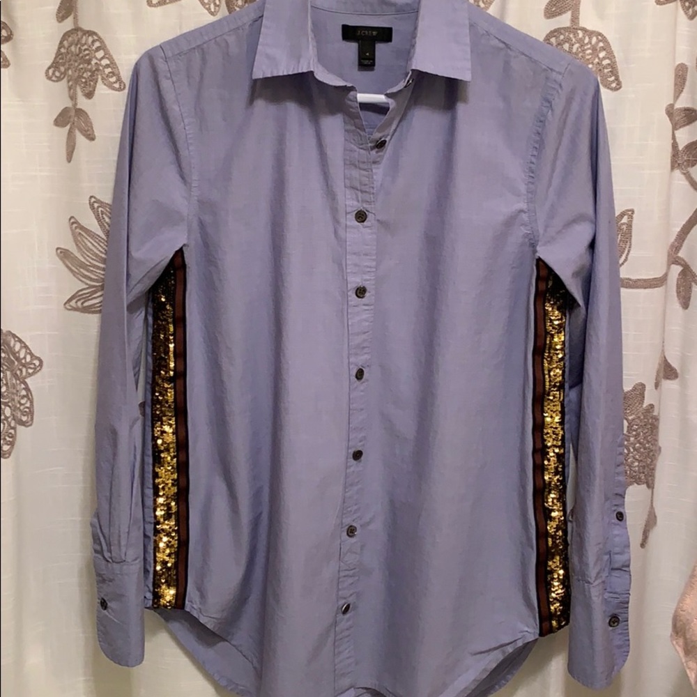 J. Crew sequin stripe button down shirt sz 4